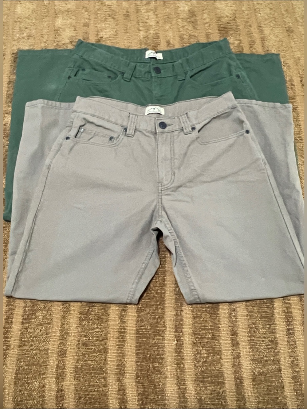 Blue Mountain Men's Utility Work Pants Bundle Size 34x30 Olive Green & Tan Khaki